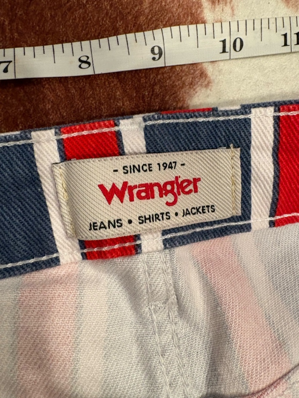Wrangler High Waisted Red White and Blue Flare Bell Bottom Jeans 12x32 - Picture 4 of 4